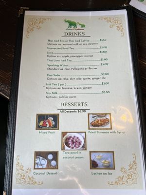 drinks menu  at Green Elephants Thai Vegan in Watkins Glen