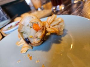 Thai golden bag at Green Elephants Thai Vegan in Watkins Glen