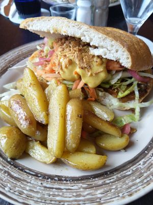 oyster mushroom pita ('Shroom biddy bye bye') at Must Be Loof in Ghent