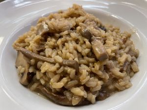 Mushroom risotto with truffle oil  at Sin Athina  in Athens