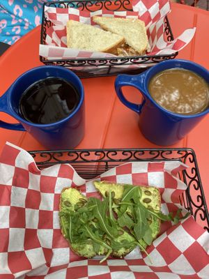 Empire tofu sandwich and avo toast  at Small Point Café in Providence