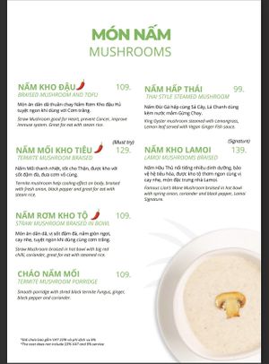 Menu   at La Moi Plant-Based Restaurant in Ho Chi Minh City