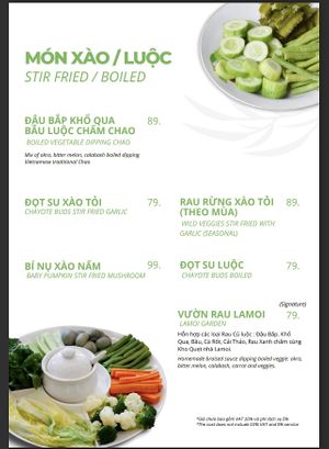 Menu   at La Moi Plant-Based Restaurant in Ho Chi Minh City
