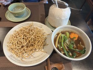 Crispy noodle stir fry   at La Moi Plant-Based Restaurant in Ho Chi Minh City