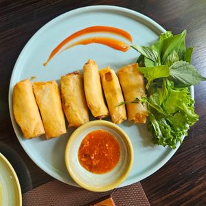 Vegan fish spring rolls at La Moi Plant-Based Restaurant in Ho Chi Minh City
