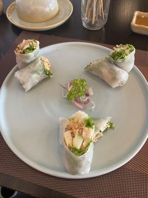 So many fresh spring roll choices, and these were super delicious!   These are the thinh rolls  at La Moi Plant-Based Restaurant in Ho Chi Minh City