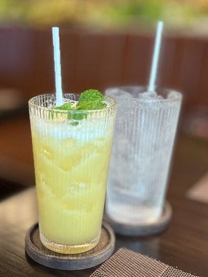 Pineapple juice and sprite  at La Moi Plant-Based Restaurant in Ho Chi Minh City