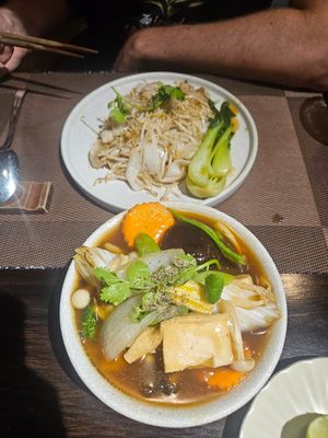 Beijing Flat Noodles with Shiitake Mushrooms at La Moi Plant-Based Restaurant in Ho Chi Minh City