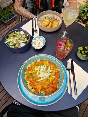 Pasta with home made pesto cream sauce at Greens&Beans  in Bruges