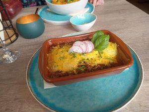 Lentil potato bake at Greens&Beans  in Bruges