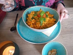 Pasta pesto at Greens&Beans  in Bruges