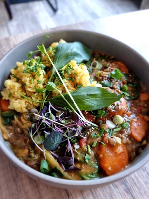 Main dish - stew with rice at Greens&Beans  in Bruges