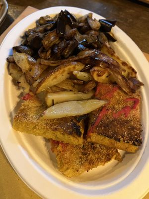 Eggplant, baked potatoes and tempeh  at Radicetonda - Via Spallanzani in Milan