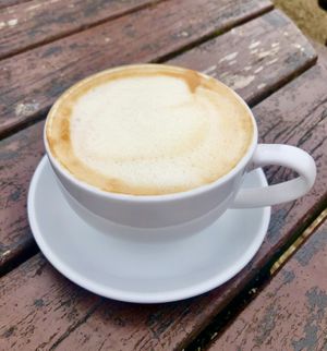 Soya cappuccino   at Woodlands Cafe in Bangor