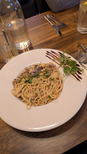 vegan carbonara at L'Osteria Italiana in York