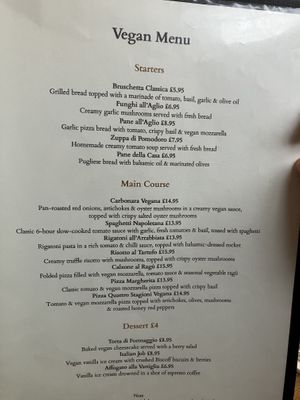 Menu  at L'Osteria Italiana in York