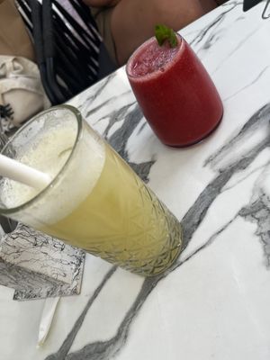 Apple lemonade (fresh apple) and watermelon spacious 🥰  at Love Cafe in Alanya