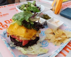 Vegan Chicken with black rice Yummy 😋 at Bolero Fitburger in Sofia