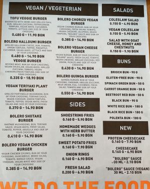 Vegan/Vegetarian menu  at Bolero Fitburger in Sofia