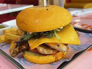 Bolero vegan chicken burger (in a carrot bun), 14.90 lev  at Bolero Fitburger in Sofia