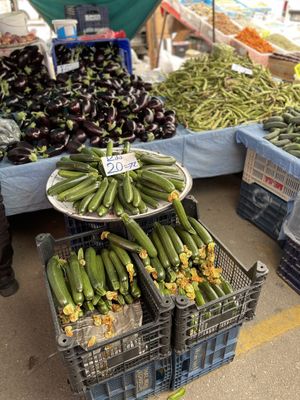 Eggplants and zucchini   at Pazartesi Pazarı Oba in Antalya