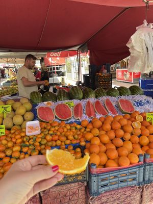 Oranges. You can sample all produce before buying it   at Pazartesi Pazarı Oba in Antalya