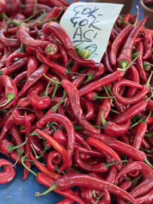 Very spicy red pepper   at Pazartesi Pazarı Oba in Antalya
