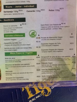 Vegan options on Menu in September 2024  at Kitanda Emporio and Gastrobar in Salvador