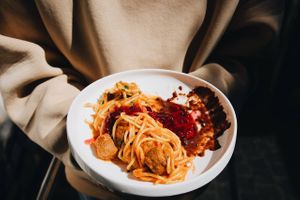 Pasta with vegan meatballs   at PLANTS Kitchen & Bar in Almaty