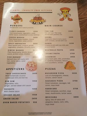 Fully vegan menu at PLANTS Kitchen & Bar in Almaty