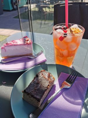 Snickers cake, cherry cheesecake and watermelon lemonade at Cafe Spirit in Siofok