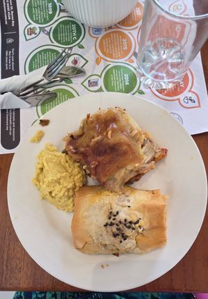 Mushroom & Pumpkin lasagne, stay filo at Manna Haven in Byron Bay