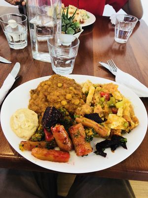 Man size vegan meal.  at Manna Haven in Byron Bay