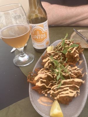 Bhajis (and beer)  at Mãe Terra in Portimao