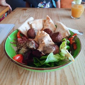 Falafel bowl at Door to the Cosmos in Lowestoft
