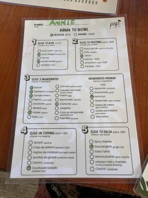 Bowl menu   at Papi Bowls in Puerto Escondido