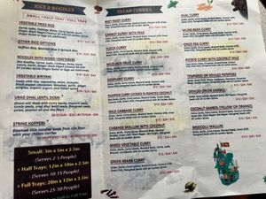 Menu at Blue Lotus Temple in Woodstock