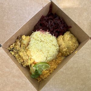 lunch box from the woodstock farmer’s market!  at Blue Lotus Temple in Woodstock