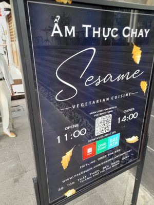 Board outside. at Sesame Vegetarian Cuisine in Ho Chi Minh City