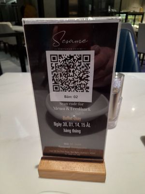 Scan for menu at Sesame Vegetarian Cuisine in Ho Chi Minh City