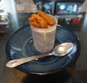 Roasted Pineapple with Coconut Chia Pudding 烤菠蘿椰子奇亞籽布甸 at Joys Cafe - 悅素 in Kowloon