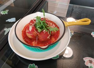Vegan Cheese Vegan Meatball in Tomato Sauce 蕃茄芝士素丸 at Joys Cafe - 悅素 in Kowloon