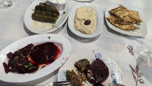 Some of the vegan dishes at Taverna Ouzaki in Rhodes