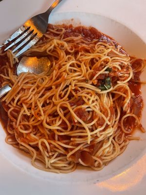 Angel hair with red sauce   at Bella Vino Restaurant in Ridgway