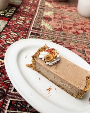 Vegan "cheesekeks" at 2022_bak in Yerevan