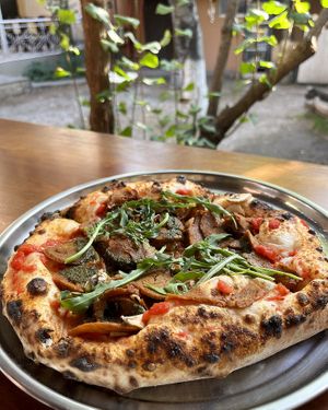 Peppa (vegan pepperoni) pizza at 2022_bak in Yerevan