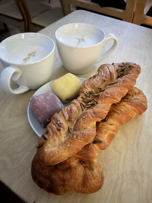 Yummiest vegan sugar puffs with roasted seeds and vegan mochi. Can be ordered from 2022_bak's pastry chef Misha any day via Instagram direct. at 2022_bak in Yerevan