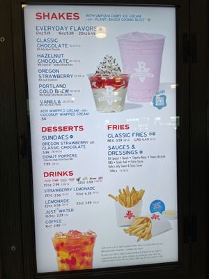 Vegan cosmic bliss shakes  at PDX - Burgerville - Clocktower in Portland