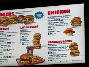 Menu clearly marked options   at PDX - Burgerville - Clocktower in Portland