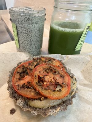 Pizza tart chia pudding green juicee  at Goodsugar in New York City